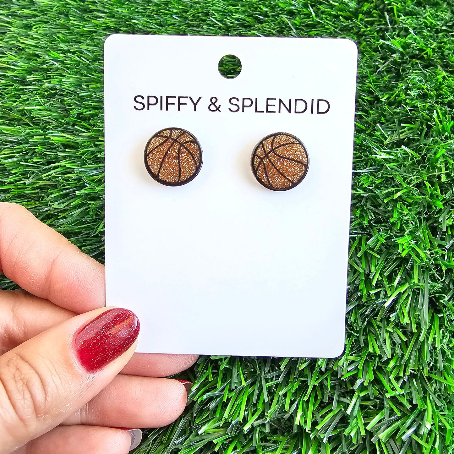 Glitter Basketball Studs by Spiffy & Splendid - The Cheeky Wink