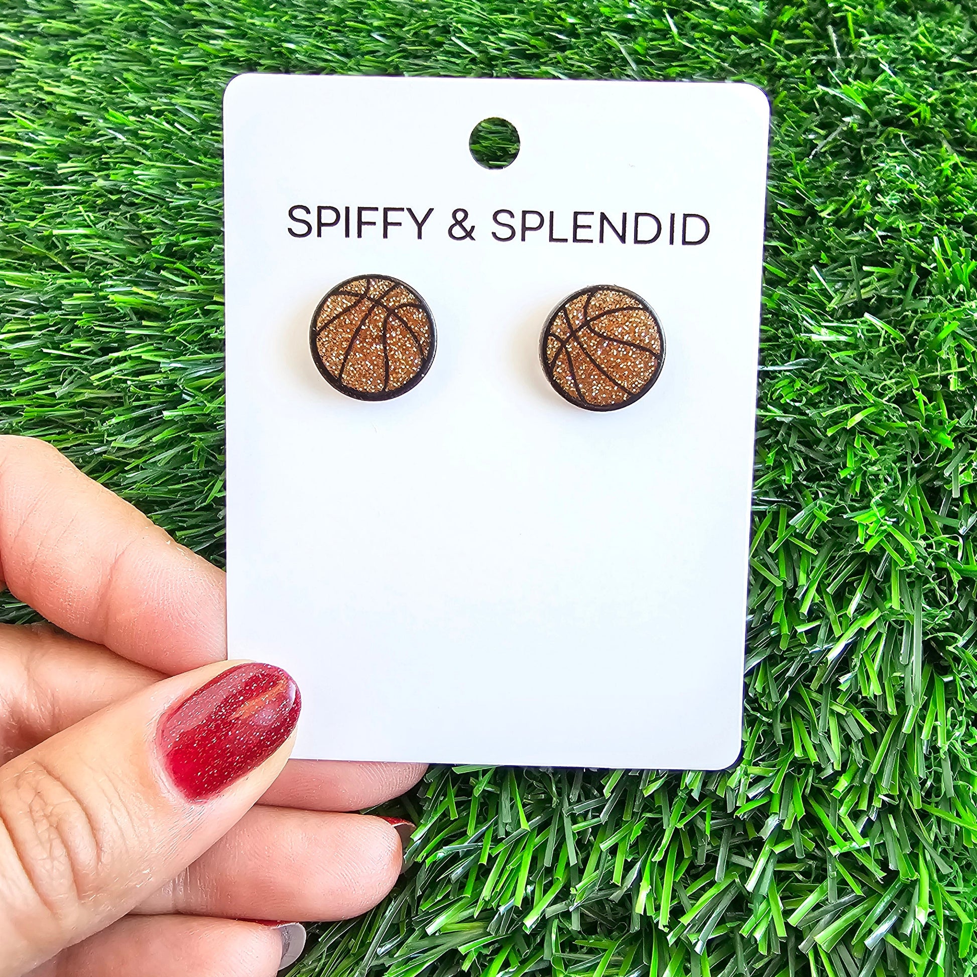 Glitter Basketball Studs by Spiffy & Splendid - The Cheeky Wink