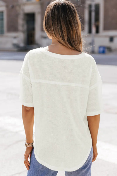 Jennifer Waffle Knit Drop Shoulder Loose Top by Threaded Pear - The Cheeky Wink