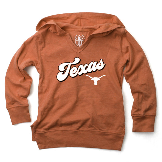 Texas Longhorns NCAA Girls VNeck Hoodie Tee