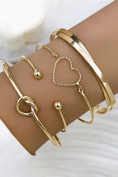 Gold Love Geometric Cross Bracelet 4-piece Set by Threaded Pear