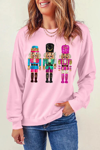 Nutcracker Graphic Round Neck Long Sleeve Sweatshirt Trendsi