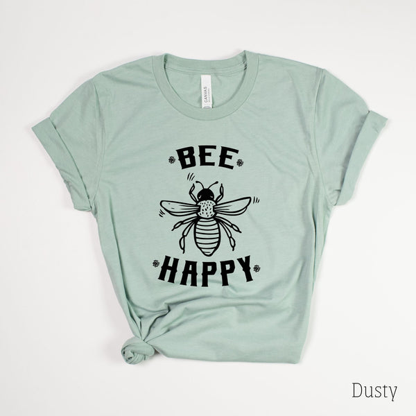 Bee Happy Shirt Happiness Graphic Tee Positivity *UNISEX FIT* by 208 Tees