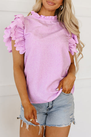 Kori Scalloped Ruffle Sleeve Top by Threaded Pear