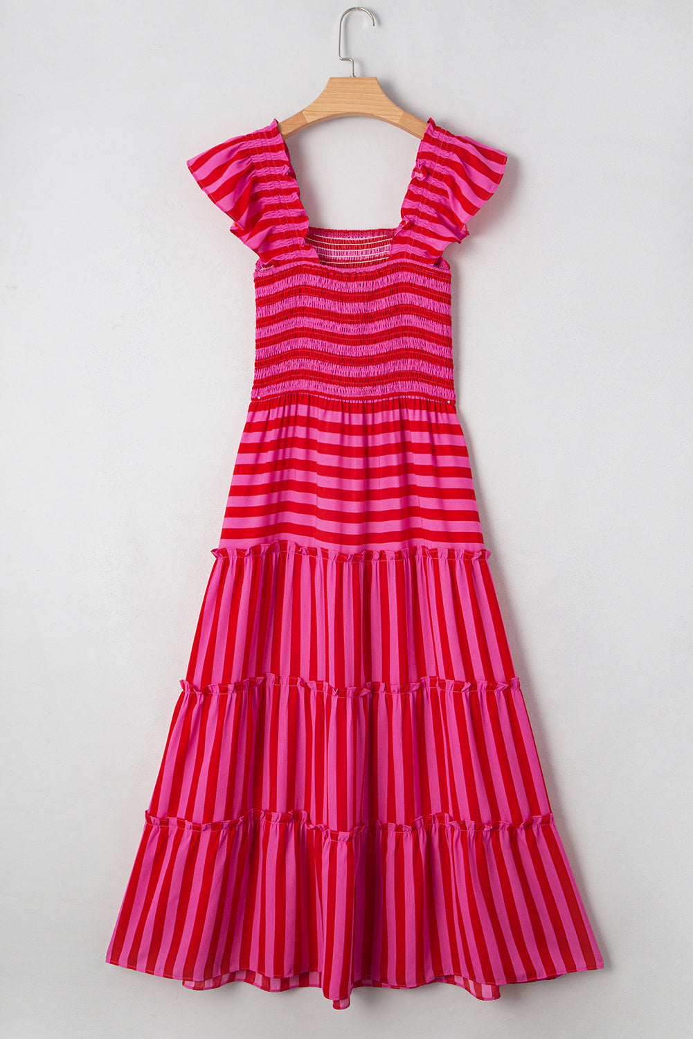 Arisbeth Stripe Flutter Sleeve Maxi Dress by Threaded Pear