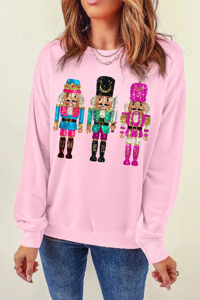 Nutcracker Graphic Round Neck Long Sleeve Sweatshirt Trendsi