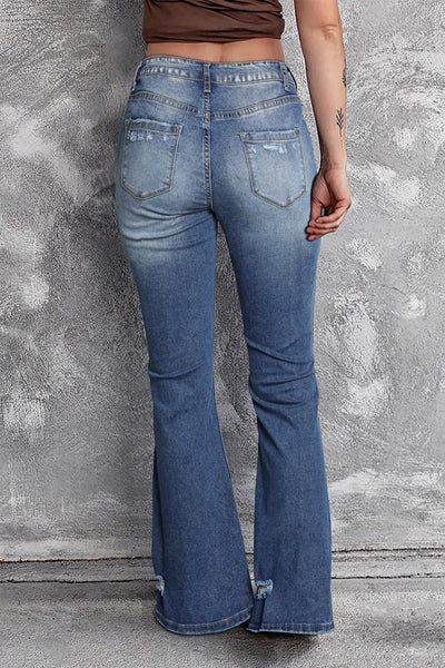 Angelina Distressed Flare Jeans by Threaded Pear