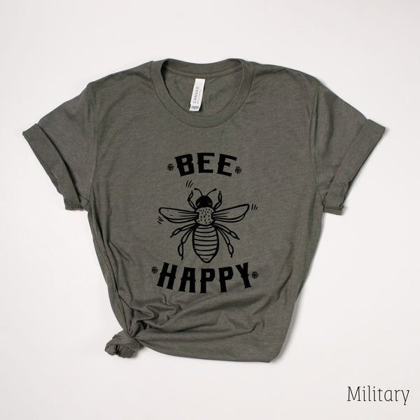 Bee Happy Shirt Happiness Graphic Tee Positivity *UNISEX FIT* by 208 Tees