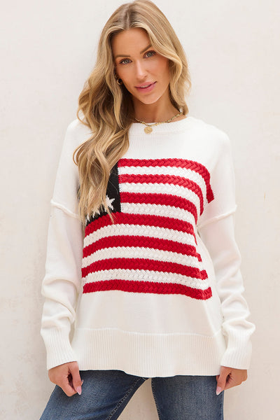 Lakelyn American Flag Sweater by Threaded Pear