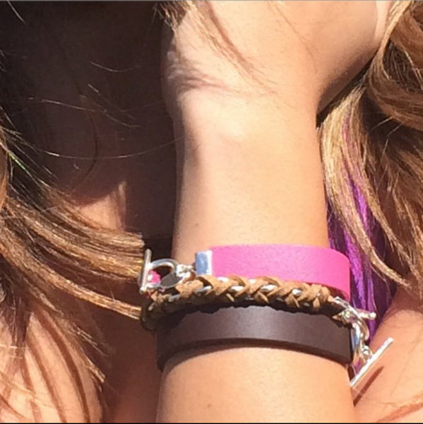 The Urban Charm Pink Leather Color Band Bracelet by The Urban Charm