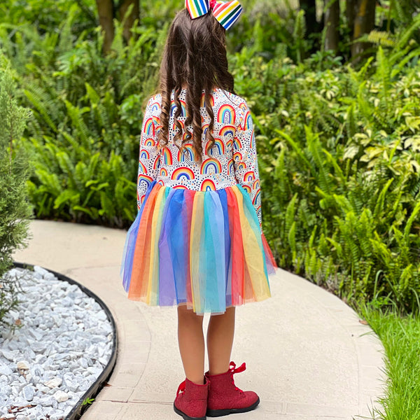 Girls Boutique Ombre Rainbow Mesh Tulle Party Dress by AnnLoren