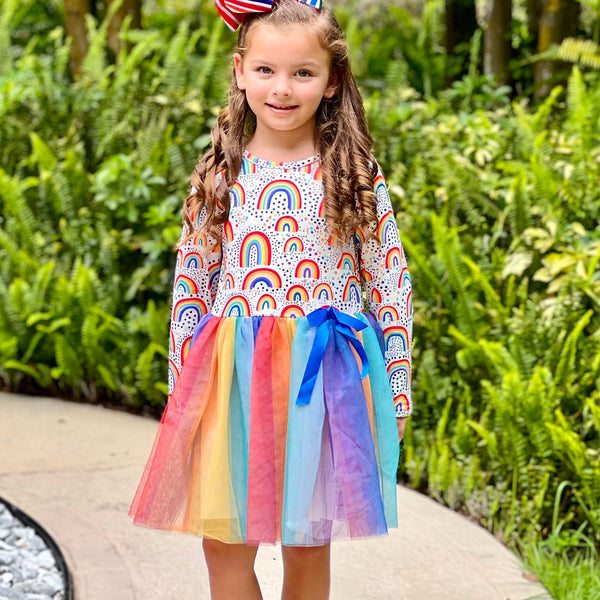 Girls Boutique Ombre Rainbow Mesh Tulle Party Dress by AnnLoren