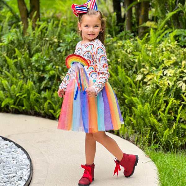 Girls Boutique Ombre Rainbow Mesh Tulle Party Dress by AnnLoren