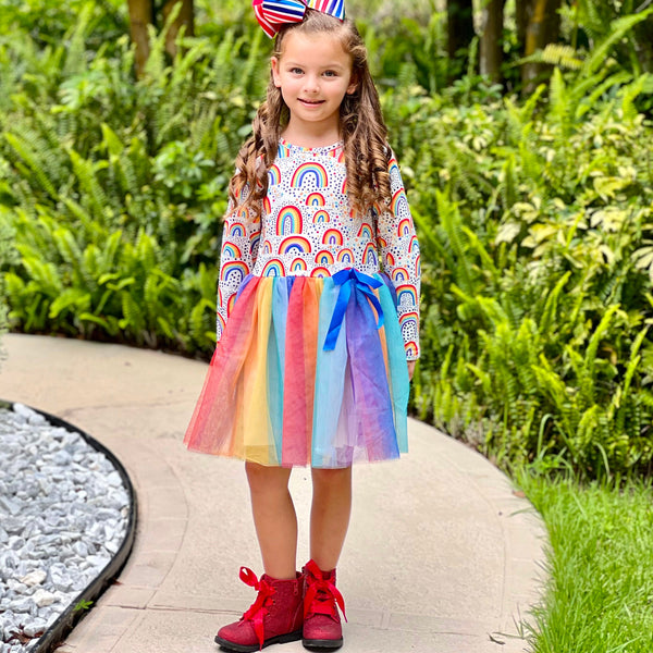 Girls Boutique Ombre Rainbow Mesh Tulle Party Dress by AnnLoren