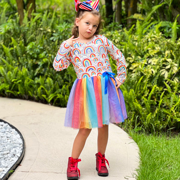 Girls Boutique Ombre Rainbow Mesh Tulle Party Dress by AnnLoren