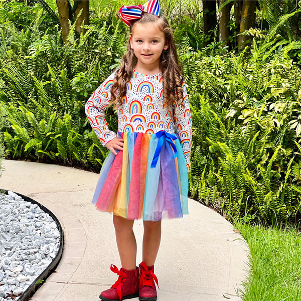 Girls Boutique Ombre Rainbow Mesh Tulle Party Dress by AnnLoren