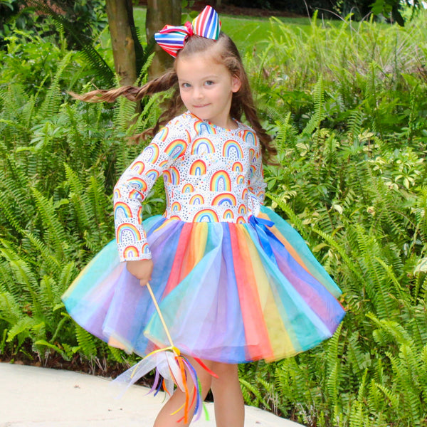 Girls Boutique Ombre Rainbow Mesh Tulle Party Dress by AnnLoren