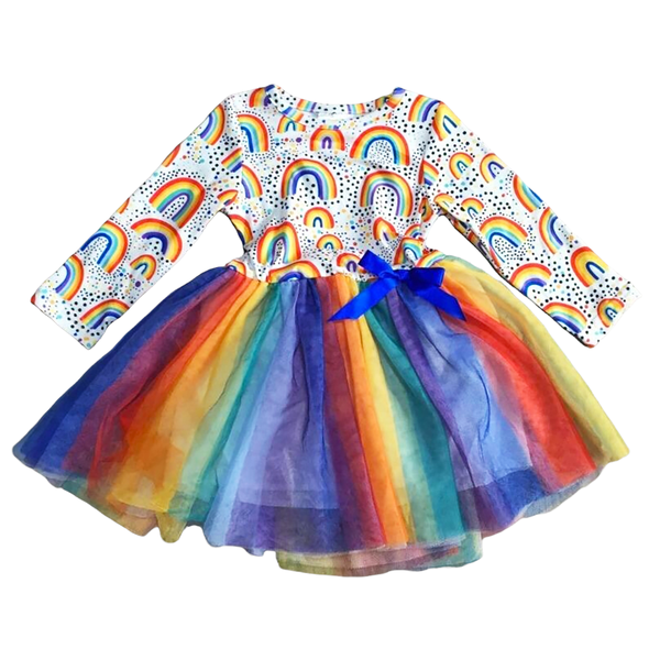 Girls Boutique Ombre Rainbow Mesh Tulle Party Dress by AnnLoren