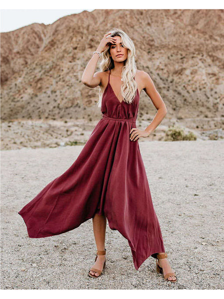 Handkerchief  Maxi Backless Strap Dress by Anna-Kaci