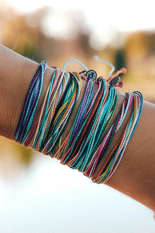 Multi Colors Wax Rope Woven Bracelet Set by Threaded Pear - The Cheeky Wink