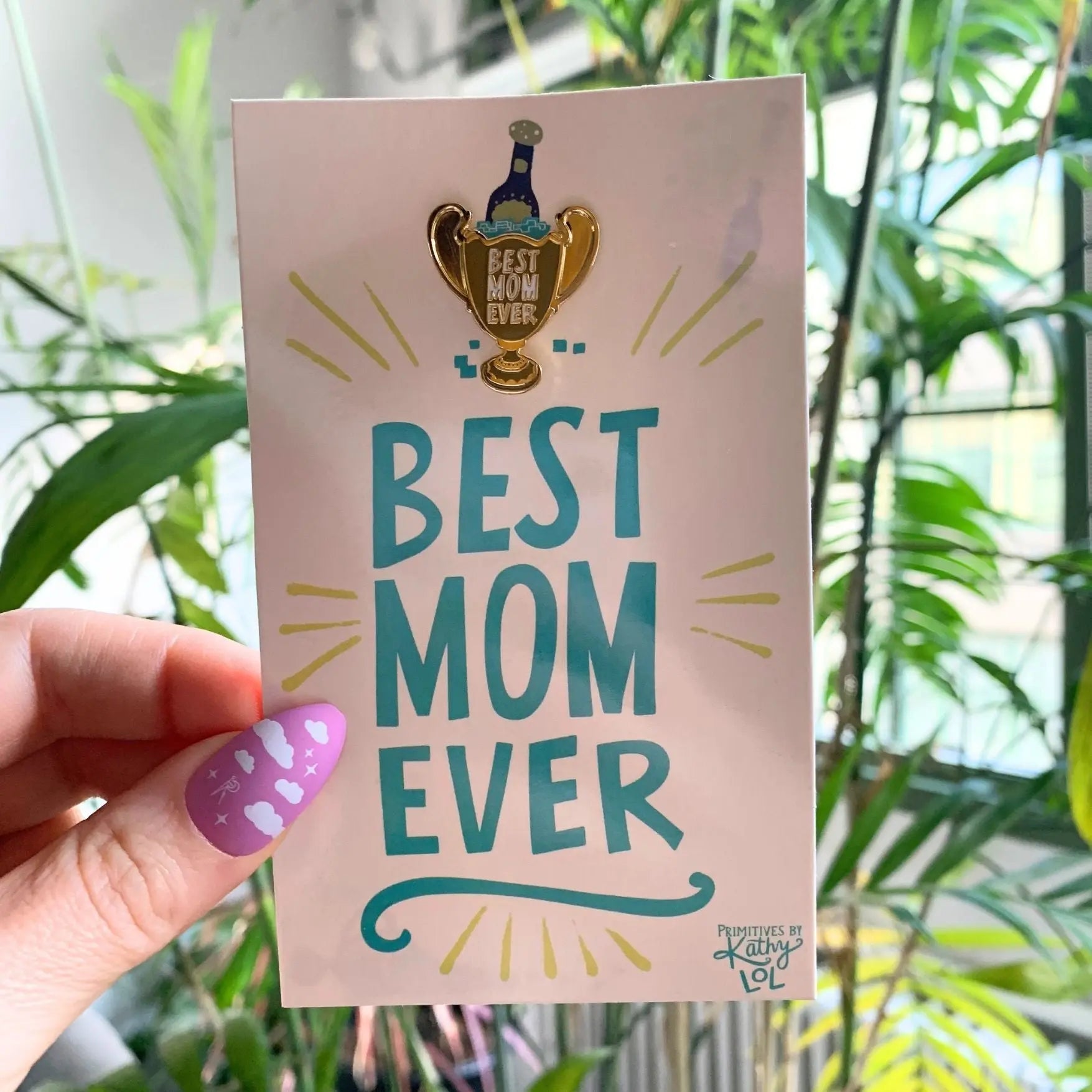 Best Mom Ever Trophy Enamel Pin and Card by The Bullish Store - The Cheeky Wink