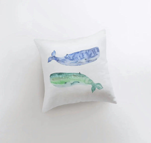 Blue and Green Whales | Pillow Cover | |Throw Pillow | Home Decor | Modern Decor | Pillow | Ocean | Gift for her | Accent Pillow Covers | Sea by UniikPillows - The Cheeky Wink