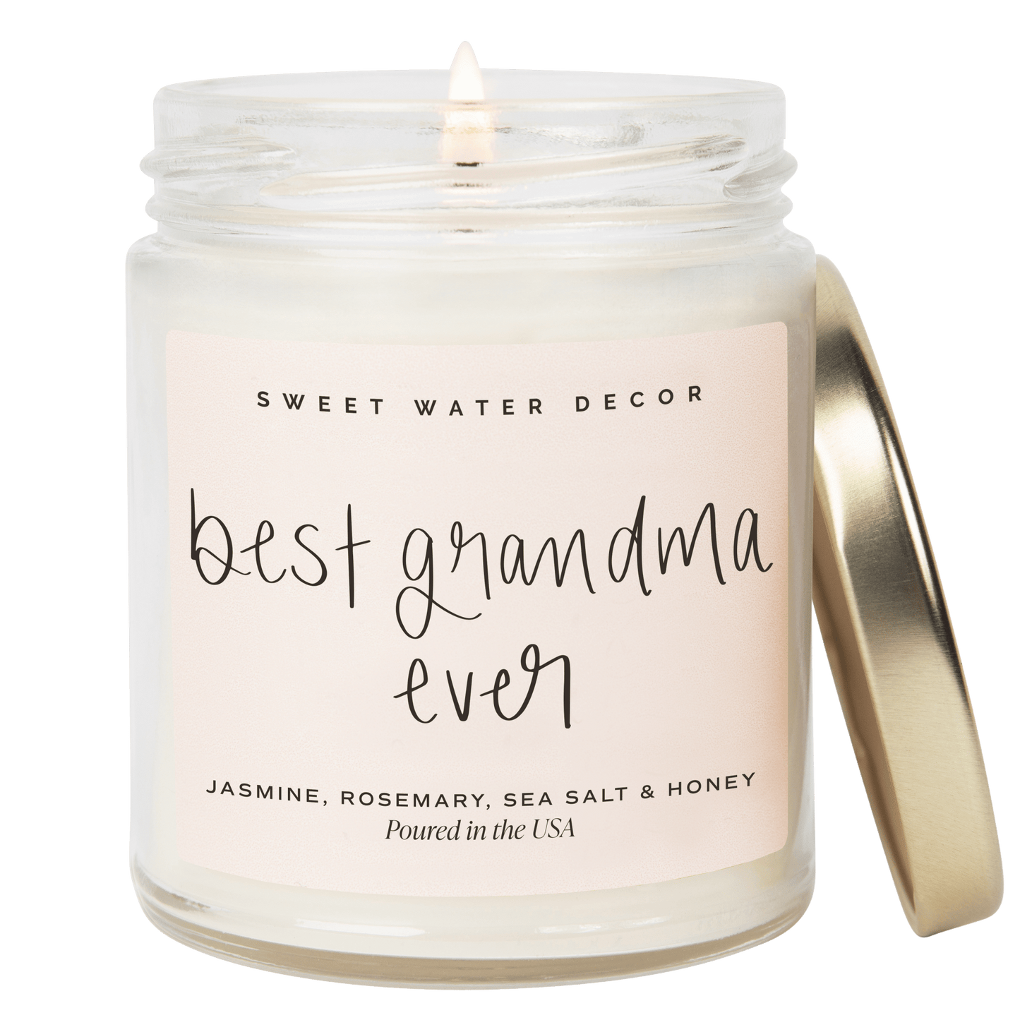 Best Grandma Ever Soy Candle - Clear Jar - 9 oz (Wildflowers and Salt)
