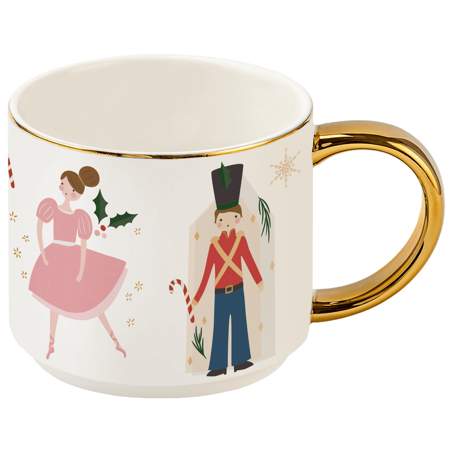 Nutcracker 14 oz Gold Handle Coffee Mug