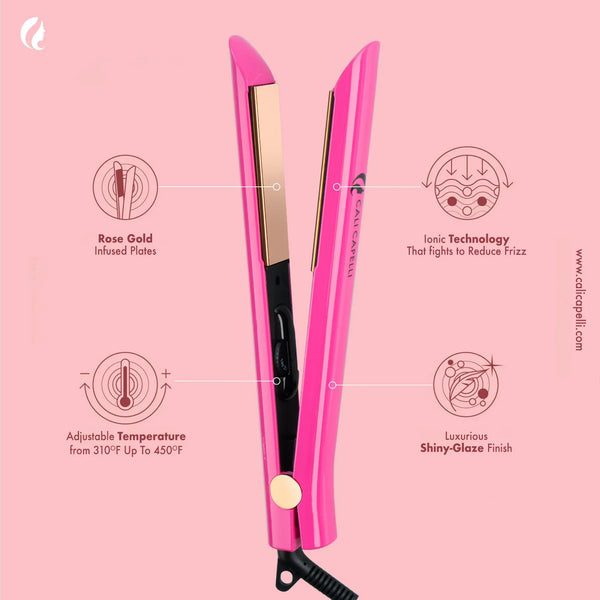 Pro-Series 1″ Titanium Hair Straightener Pink by Calicapelli Hair Tools