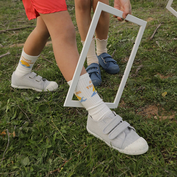 ECO-Friendly Canvas Double Sneaker in Grey by childrenchic - The Cheeky Wink