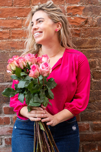 Hand Drawn Heart Studs - Hot Pink by Spiffy & Splendid