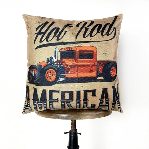 Hot Rod America | Pillow Cover |  Throw Pillow | Pillow | Dad Gift | Classic Car | Gift Ideas | Pillow | Hot Rod | Room Décor by UniikPillows