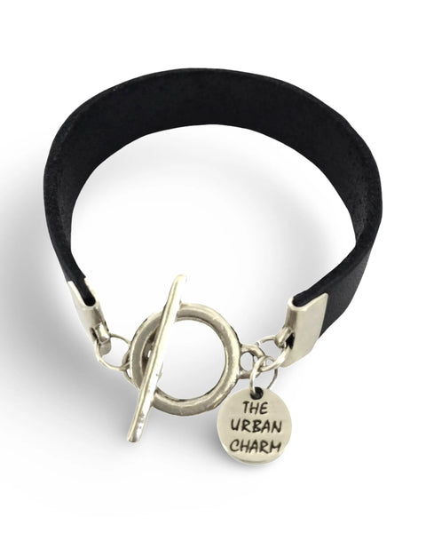 Black Leather Color Band Bracelet by The Urban Charm by The Urban Charm - The Cheeky Wink