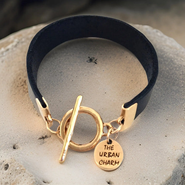 Black Leather Color Band Bracelet by The Urban Charm by The Urban Charm - The Cheeky Wink