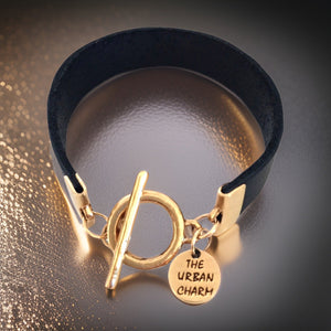 Black Leather Color Band Bracelet by The Urban Charm by The Urban Charm