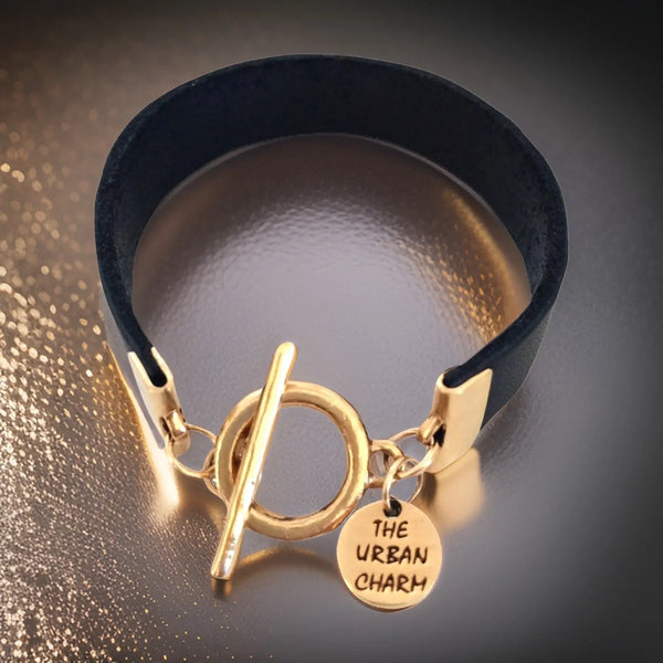 Black Leather Color Band Bracelet by The Urban Charm by The Urban Charm - The Cheeky Wink