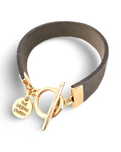 Distressed Gray Leather Color Band Bracelet by The Urban Charm - The Cheeky Wink