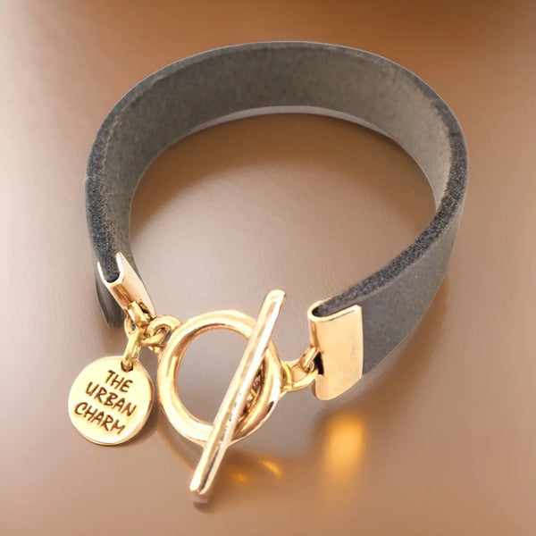 Distressed Gray Leather Color Band Bracelet by The Urban Charm - The Cheeky Wink