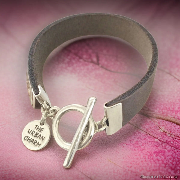 Distressed Gray Leather Color Band Bracelet by The Urban Charm - The Cheeky Wink