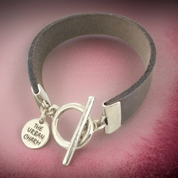 Distressed Gray Leather Color Band Bracelet by The Urban Charm - The Cheeky Wink