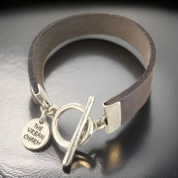 Distressed Gray Leather Color Band Bracelet by The Urban Charm - The Cheeky Wink