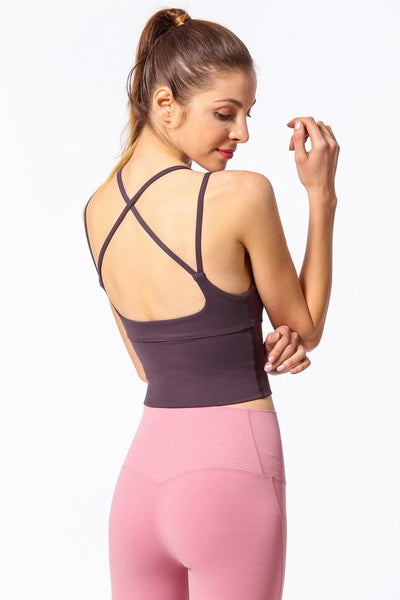 Crossing Back Straps Active Bra Tank by Anna-Kaci