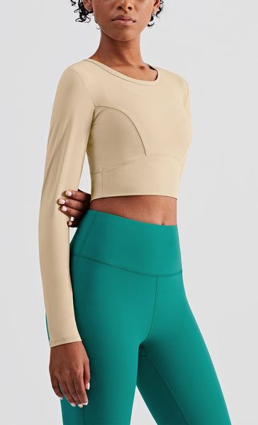 Cropped Contouring Long Sleeve Top by Anna-Kaci