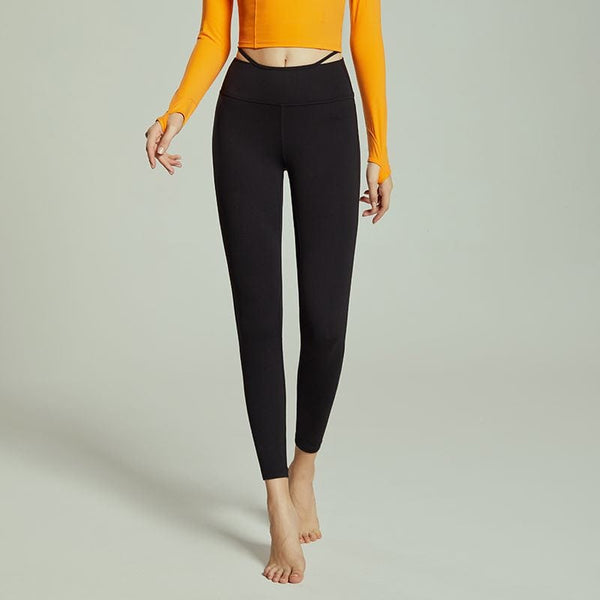 Thin V Waist Straps Leggings by Anna-Kaci