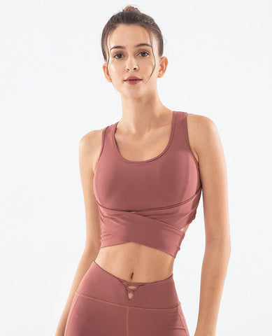 Twist Bow Tie Open Back Sports Bra Tank by Anna-Kaci