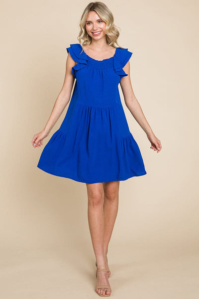 Smocked Ruffle Sleeve Off Shoulder Dress by RolyPoly Apparel