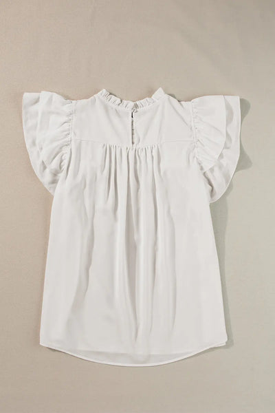 Dayana Ruffled Flutter Sleeve Pleated Blouse by Threaded Pear - The Cheeky Wink