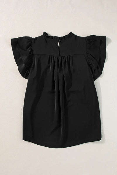 Dayana Ruffled Flutter Sleeve Pleated Blouse by Threaded Pear - The Cheeky Wink