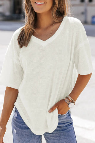 Jennifer Waffle Knit Drop Shoulder Loose Top by Threaded Pear - The Cheeky Wink