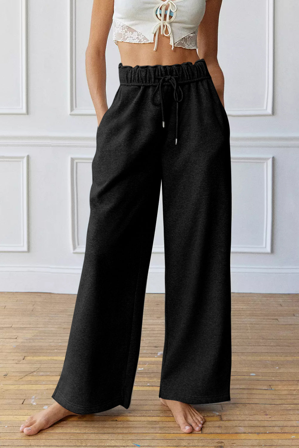 Greta Elastic High Waist Drawstring Sweatpants by Threaded Pear